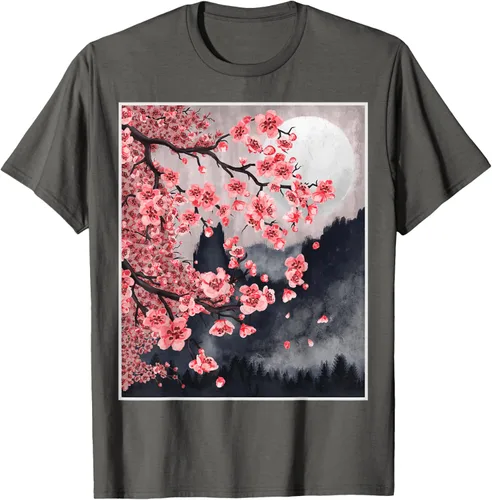 Vista 74 de Sakura - Camiseta japonesa de cerezo en flor japonesa, Negro, S