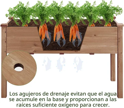 Vista 4 de Yaheetech 1 pieza Cama de Jardín Elevada 48x24x30 pulgadas Jardinera de Madera Elevada para Horticultura con Patas Cama de Cultivo de Pie