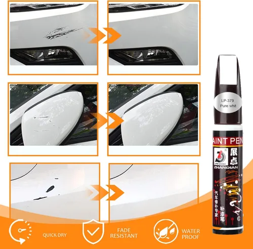 Vista 6 de Lápiz de Reparación de Arañazos de Coche Dos en Uno - Pintura de Retoque Rápida y Fácil para Varios Coches (Blanco)