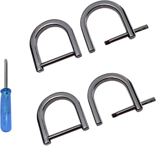 Vista 22 de willikiva 4 anillos en D con tornillo de cierre de repuesto para llave de grillete en forma de U, soporte de anillos D, herradura, de cuero