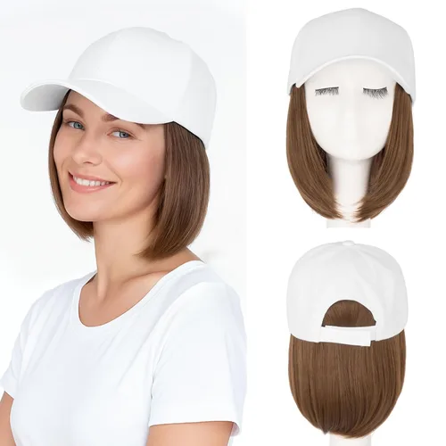 Vista 12 de SEGO - Peluca de gorra con pelo adjunto para mujer, gorra negra de béisbol con extensiones de pelo, gorra de béisbol larga y ondulada con ajuste