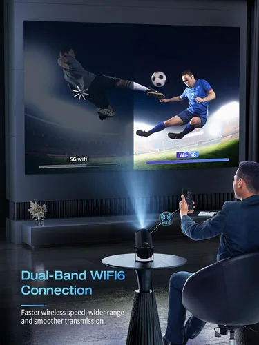 Vista 4 de Proyector CLOKOWE con WiFi y Bluetooth, compatible con 4K FHD 1080P, mini proyector portátil para películas al aire libre, Keystone automático