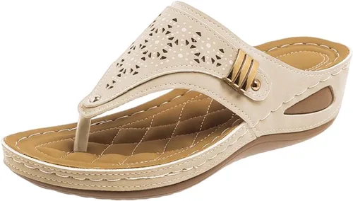 Vista 34 de Sandalias ortopédicas con soporte de arco, sandalias planas para exteriores, estilo bohemio, para caminar, cómodas, elegantes, informales