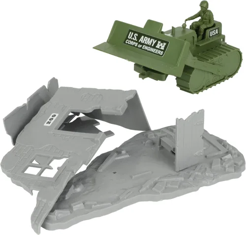 Vista 3 de BMC Classic Army Corps of Engineers Bulldozer Building Plastic Army Men Playset