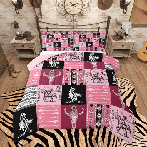 Vista 40 de Feelyou, juego de ropa de cama estilo vaquero tamaño individual para niños, juego de edredón occidental para niños y niñas, desierto del lejano