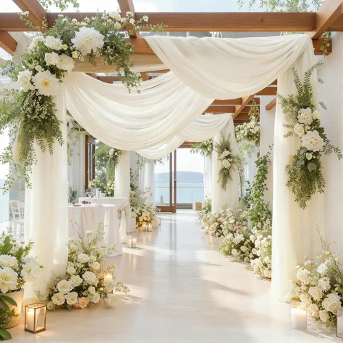 Vista 32 de Cortinas de telón de fondo transparentes para arco de boda de 28 pulgadas x 19 pies Negro