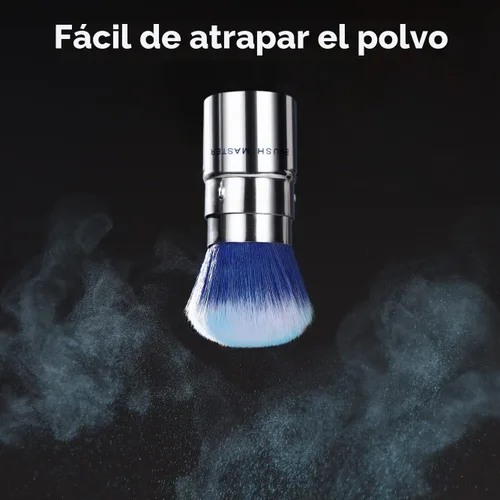 Vista 4 de Brocha de maquillaje retráctil Kabuki para polvo, cepillo de viaje para base, rubor, bronceador, corrector, cepillo portátil con cubierta.. Kabuki