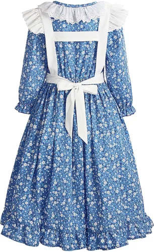 Vista 2 de ReliBeauty Vestido de niña pionera, disfraz colonial de la pradera
