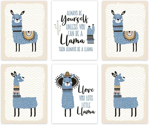 Vista 6 de Andaz Press Póster de arte de pared colgante sin marco para habitación de niños con temática de llama, 8.5 x 11 pulgadas, aguamarina, bonitos