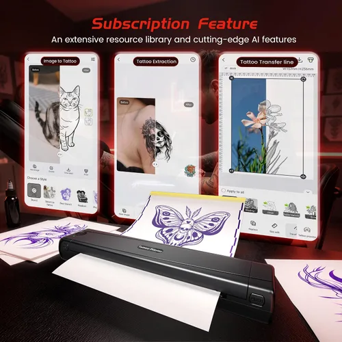 Vista 5 de TATTMUSE Impresoras portátiles inalámbricas para viajes, compatibles con teléfono y almohadilla, impresora compacta portátil Bluetooth pequeña