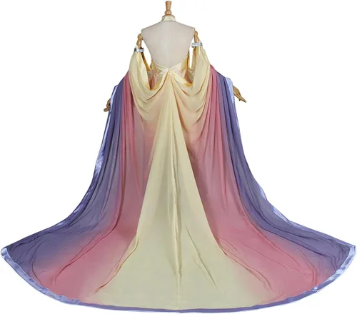 Vista 4 de Disfraz de reina Padme para mujer, vestido largo de noche de Padme Amidala, cosplay, corte, uniforme de Halloween