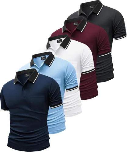 Vista 9 de GEEK LIGHTING Paquete de 5 camisas polo para hombre con bolsillo