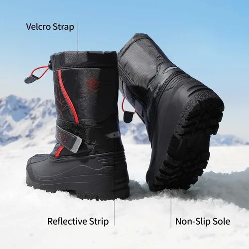 Vista 4 de DREAM PAIRS Botas de nieve de invierno impermeables de media pantorrilla para niños y niñas