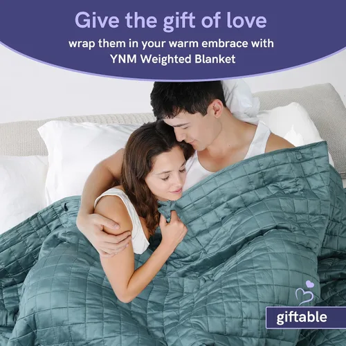 Vista 9 de YnM Manta con peso refrescante, compartimentos más pequeños con cuentas de cristal, manta de cama para una persona de 60 libras, ideal para cama