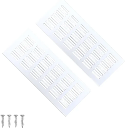 Vista 15 de Geesatis Cubiertas de ventilación para piso, gabinete, pared, techo – Rejilla de aluminio resistente a la oxidación con tornillos, paquete de 2