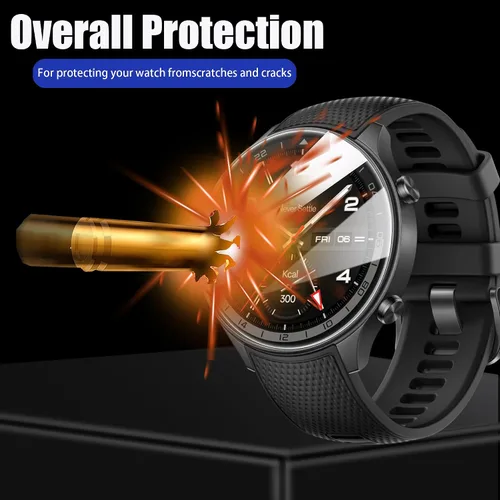 Vista 9 de Lamshaw Protector de pantalla de reloj inteligente militar compatible con Mingwear [3 unidades] Película protectora de pantalla de vidrio templado