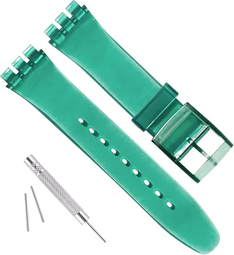 Vista 9 de GreenOlive Correa de reloj ultrafina de repuesto, resistente al agua, de silicona para la serie Swatch Skin