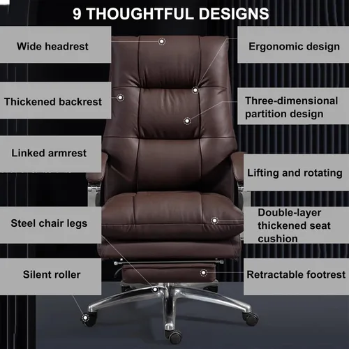Vista 6 de Sillas de computadora para el hogar, silla ejecutiva de oficina con reposapiés, silla de computadora reclinable, silla ergonómica de escritorio