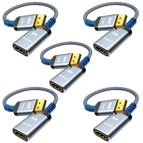 Vista 11 de Highwings Adaptador DisplayPort a HDMI de 4K, Cable Convertidor Adaptador DP a HDMI Unidireccional Macho a Hembra, Adaptador HDMI Compatible