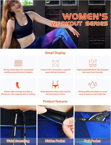 Vista 5 de COOLOMG Pantalones de yoga para mujer, mallas capri para correr, leggings de tiro bajo, entrenamiento, gimnasio con bolsillos ocultos