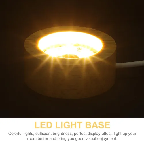 Vista 9 de Angoily Base de pantalla LED de madera de 5 piezas para arte cristalino, arte de vidrio, cristal 3D, luz cálida