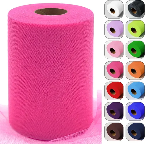 Vista 12 de Rollos de tela de tul verde ácido de 6 pulgadas por 100 yardas (300 pies) Cinta de tul para tutú, falda, envoltorio de regalo, decoración de boda