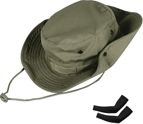 Vista 16 de Sombreros de sol para hombres y mujeres, sombrero de cubo UPF 50+, sombrero Boonie plegable, protección UV, senderismo, playa, pesca, safari