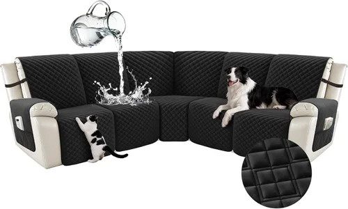 Vista 51 de Arfntevss Fundas para sofá seccional reclinable para sofá seccional en forma de L, funda antideslizante lavable para sofá reclinable con forma de L