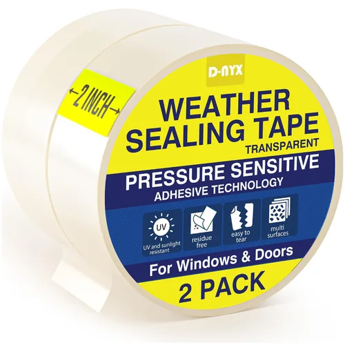 Vista 7 de D-NYX Cinta de sellado de ventana, 1 paquete de cinta de sellado transparente resistente sin residuos para puertas y ventanas, cinta aislante