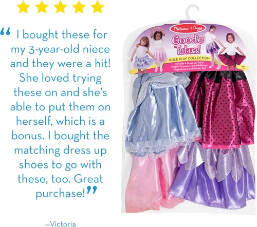 Vista 6 de Colección Role Play de Melissa & Doug, ¡buenos tutús! Set de faldas para disfraz (4 faldas para disfraz).