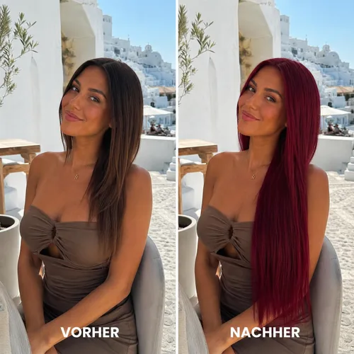 Vista 3 de CAISHA XXL - Juego de 8 extensiones de cabello con clip de 24 pulgadas, extensiones de cabello lacio rojo burdeos CES10