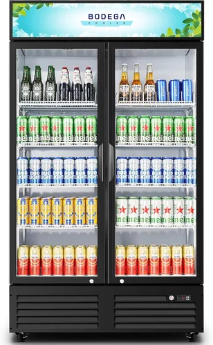 Vista 10 de BODEGA BODEGACOOLER Refrigerador comercial de bebidas de 15.5 pies cúbicos, enfriador de pantalla vertical con puerta de vidrio, refrigerador