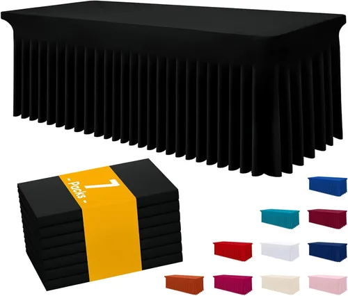 Vista 77 de Smiry Mantel de Spandex, Mantel Elástico Ajustable Extensible para Mesas Rectangulares de 6 Pies, Falda Cubierta de Mesa Impermeable y Lavable