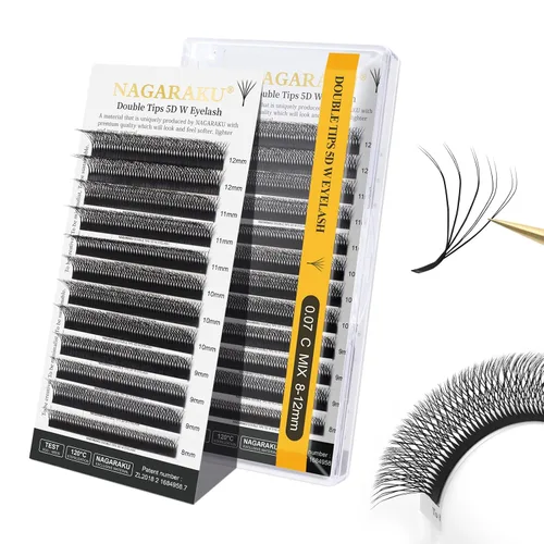 Vista 66 de NAGARAKU Extensiones de pestañas prefabricadas en abanico 3D W 0.05 C 0.315 0.05-C 3D W