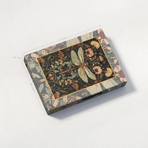 Vista 5 de Rompecabezas de libélula floral vintage de 1000 piezas para adultos, rompecabezas decorativo de regalo para amantes de los boho, 1000 rompecabezas