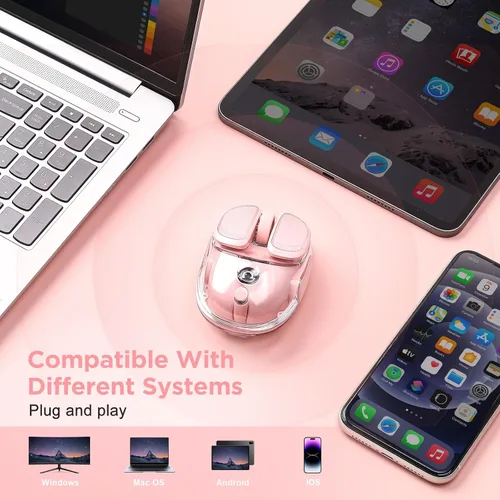 Vista 8 de Q9 Ratón de Computadora Inalámbrico, Ratón 2.4GHz/Bluetooth, Ratón Óptico Ergonómico con Iluminación RGB, Clics Silenciosos, 4800 DPI, 4 Niveles