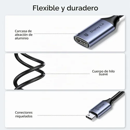 Vista 6 de Adaptador USB C a DisplayPort 1.4 8K @60Hz, Thunderbolt 4/3 a DisplayPort Convertidor Compatible con iPhone 16/15, Galaxy S25, MacBook Pro/Air, iPad