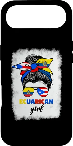 Vista 27 de Funda para iPhone 16, mitad ecuatoriana y puertorriqueña Rico Ecuador Flag Girl Mix