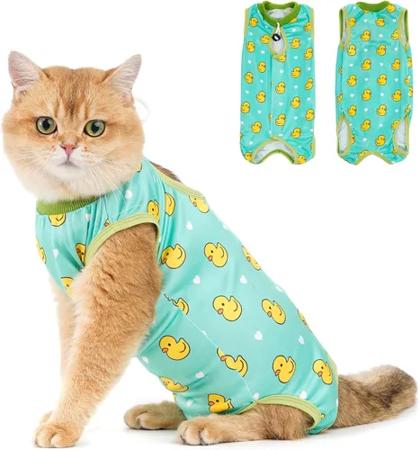Vista 15 de Avont Traje de recuperación para gatos – Mameluco de gatito para gatos después de la cirugía, traje quirúrgico de esterilización alternativo al cono