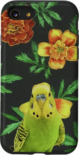 Vista 13 de iPhone 15 Parakeet Budgie Marigolds Orange Yellow Plant Pattern Case