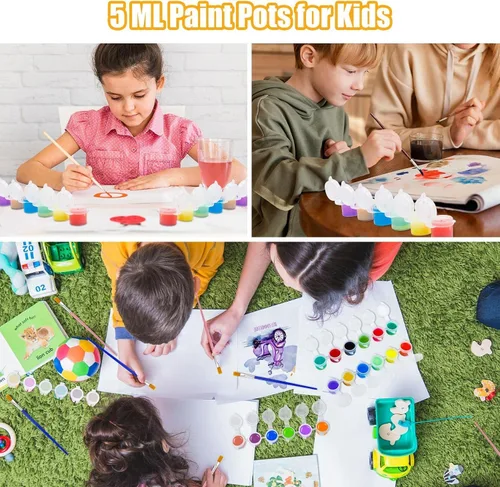Vista 4 de YGAOHF 15 tiras 90 macetas de pintura vacías, 0.2 fl oz/0.17 onzas, macetas grandes vacías con tapas, contenedor de pintura acrílica fácil de abrir