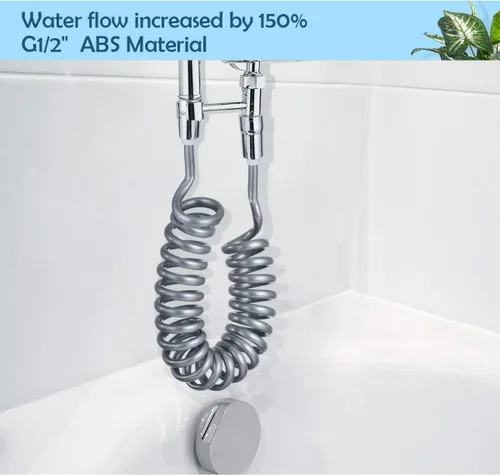Vista 6 de Manguera de resorte para bidé, tubo de ducha flexible, antitorsión y estirable hasta 6.6 ft para agua de fontanería, inodoro, bidé, pulverizador