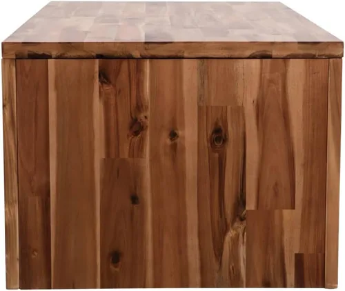 Vista 4 de Mesa de centro ajustable con compartimentos ocultos y estantes de almacenamiento ajustables, adecuada para sala de estar, oficina, balcón, madera