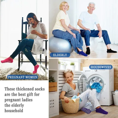 Vista 3 de Calcetines antideslizantes con agarres para yoga, pilates, bar, fitness, hospital, hogar, para mujeres y hombres