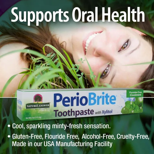 Vista 4 de Nature's Answer Periobrite Pasta de dientes, menta fresca, 4 onzas (paquete de 6) para dientes sensibles Blanquea los dientes Refresca