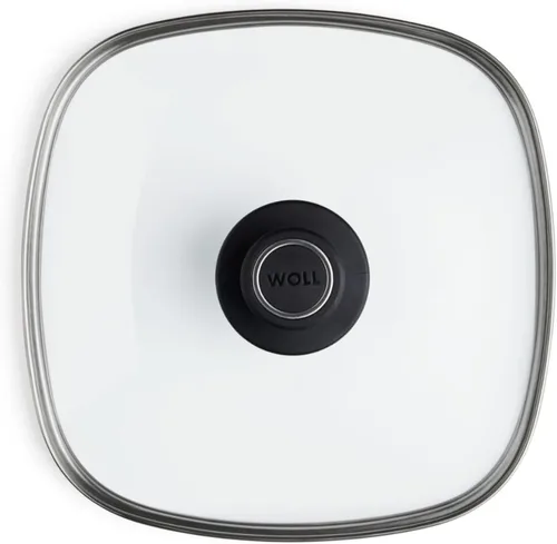 Vista 13 de Woll Tempered Glass with Stainless Steel Rim and Vented Knob Round Lid, 12", Clear