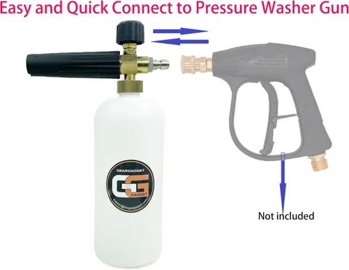 Vista 2 de Cañón de espuma con conector rápido de 1/4 de pulgada, 1 litro, 5 puntas de boquilla para lavadora a presión