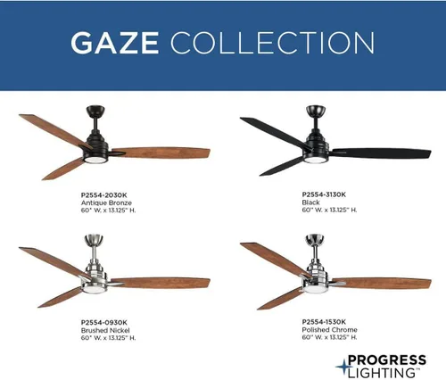 Vista 16 de Progress Lighting P2554-2030K Gaze Ventiladores de techo, 5 cuchillas, bronce