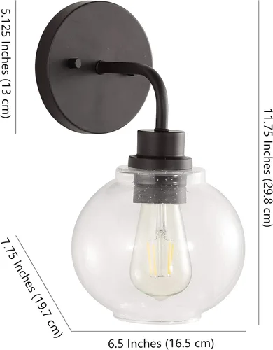Vista 6 de JONATHAN Y Lámpara de pared LED de bronce aceitado de 6.5 pulgadas para baño, pantalla de vidrio sembrado transparente, accesorio industrial
