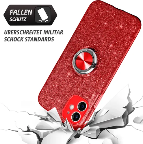 Vista 7 de Funda para iPhone 11, funda para iPhone 11, delgada, brillante, suave, TPU a prueba de golpes, anillo protector de protección híbrida para niñas